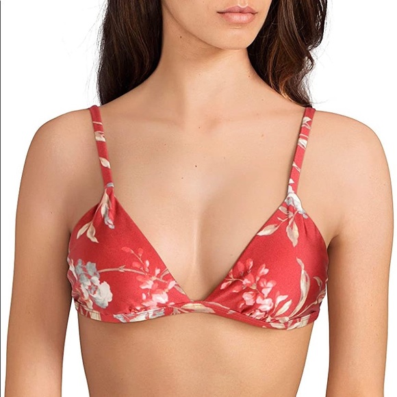 Chelsea & Violet Red Floral Swimsuit Top Large - Picture 2 of 8